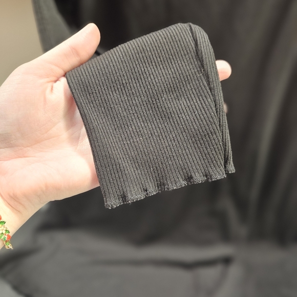 Lace Trimmed Ribbed Button Dress Medium - Picture 4 of 5